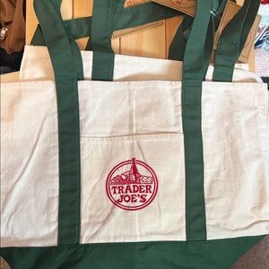 LARGE! Brand New this season! Trader Joe's Green and White Tote Bag
